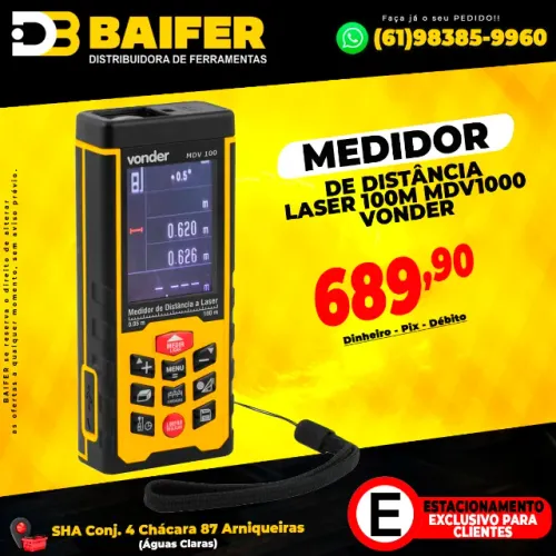 Medidor de Distância Laser 100M MDV1000 Vonder