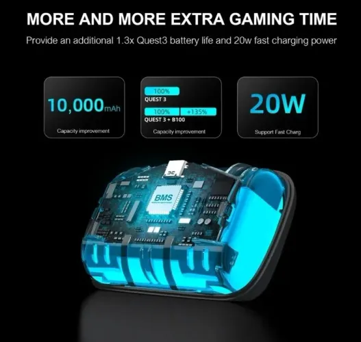 B100 bateria original bobovr para strap meta quest 3