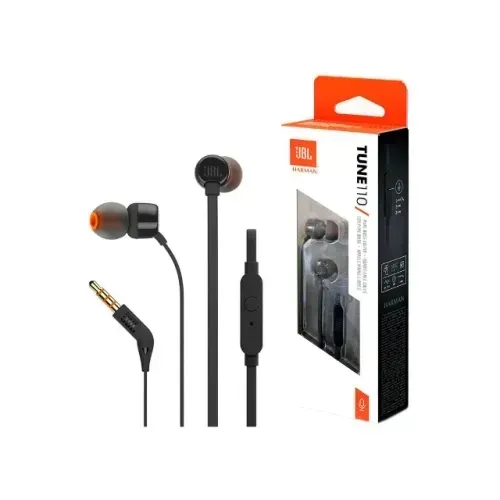 Fone de Ouvido Intra-Auricular JBL Tune 110 - com Microfone - Conector P2 - Preto - JBLT11