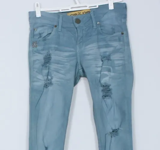 calça de sarja skinny azul estonado destroyed john john - veste 36 - ref. 4194