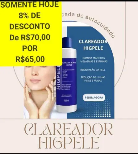 Clareador Higpele - Elimina manchas, melasmas e espinhas