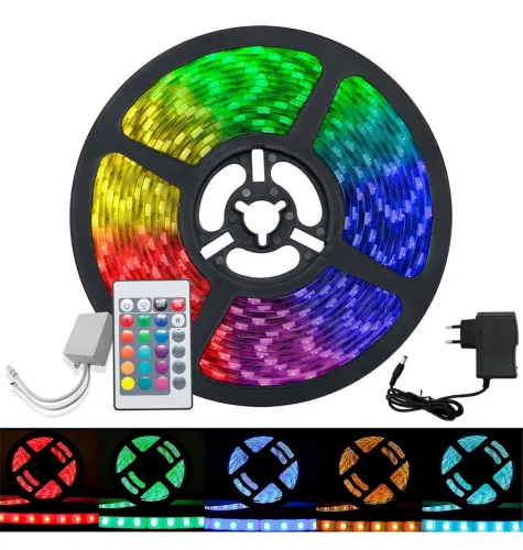 Fita Led Rgb 5050 Controle + Fonte 110v-220v Bivolt