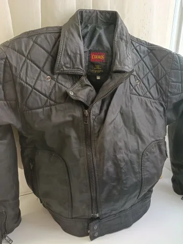 Jaqueta e calça de couro legítimo motociclista 