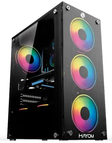 Gabinete Gamer Hayom GB-1749 Preto com 4 Fans Rgb Mid Tower Vidro