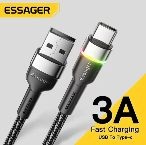 Essager Cabo USB-C para Celular 3A Fast Charging