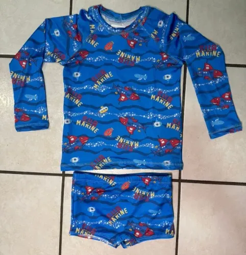 Conjunto Sunga Boxer Infantil e Blusa proteção uv+ todo estampado