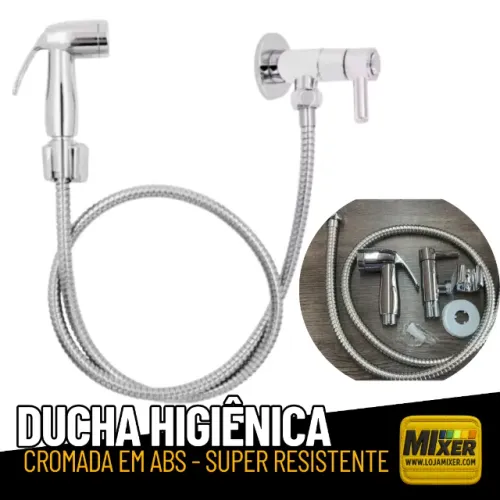 Ducha Higiênica Luxo Metal Cromada Acionamento Um Quarto de Volta _ CS559