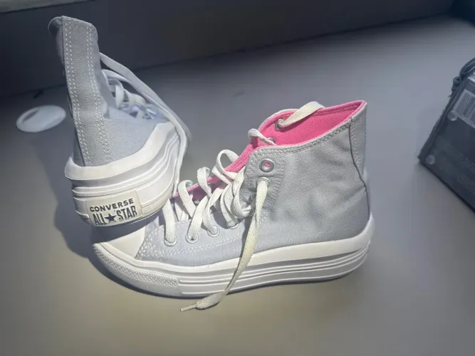 Converse All Star Plataforma Cinza e Rosa