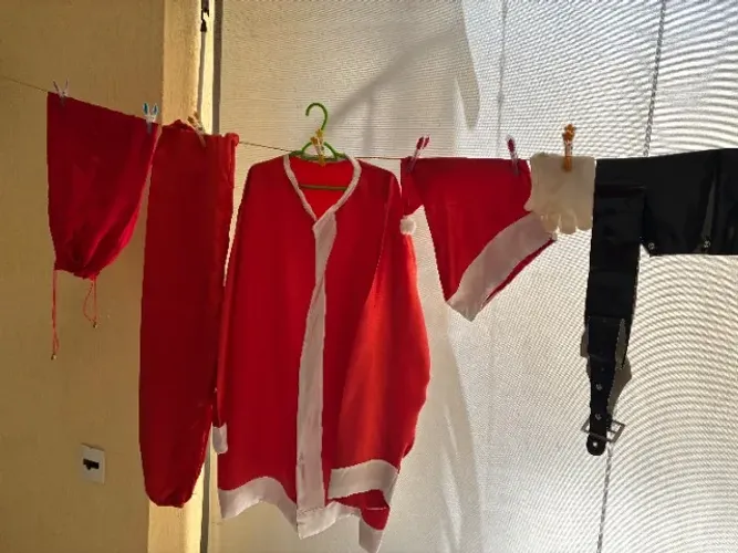 roupa PAPAI NOEL FRETE GRÁTIS 10 itens 2 sacos barba sobrancelas cinto etc