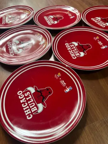 PROMOÇÃO 6 pratos NBA chicago bulls 21x21cm ceramica luxo melhor basquete do mundo SUCESSO