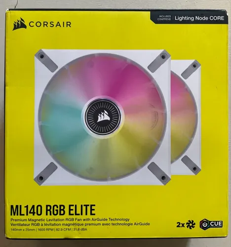 Kit Fan Com 2 Unidades Corsair Icue ML140 Elite Premium, RGB, 140mm, White