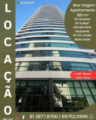 Apartamento para locação no JARDIM DA TULIPAS, BOA VIAGEM, Recife, PE