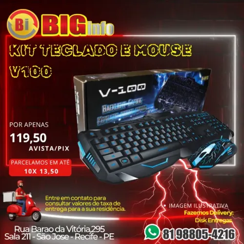 KIT Teclado Gamer Usb Com Led B-max - Em ate 10x Fixas