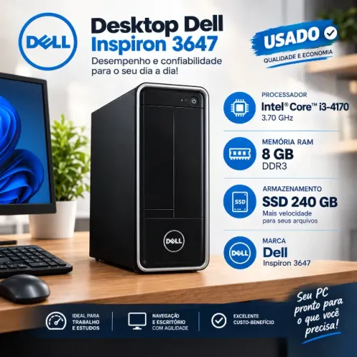 Computador Desktop Dell Inspiron 3647 Intel Core i3-4170 8 GB RAM USADO