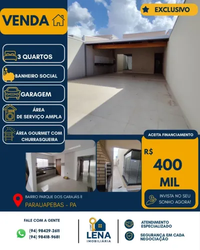 CASA EXCELENTE NO PARQUE DOS CARAJÁS