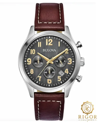 Relógio Bulova Marine Star 96B301 - Cronógrafo Pulseira de Couro Mostrador Texturizado 