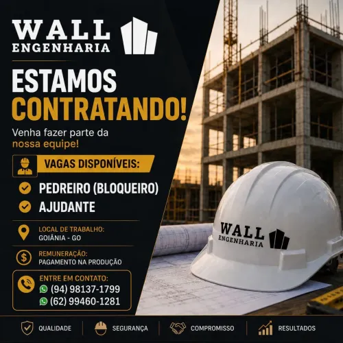 Vaga de emprego - Pedreiro (Bloqueiro e Ajudante)