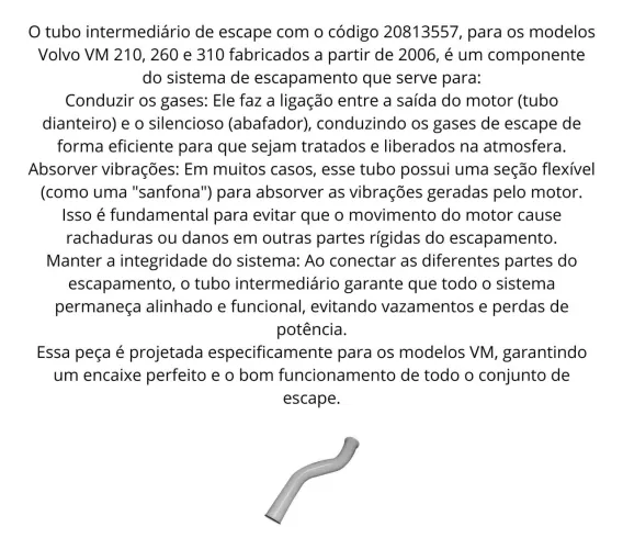 Cano Escape Intermediario Volvo VM210 VM260 VM310 20813557