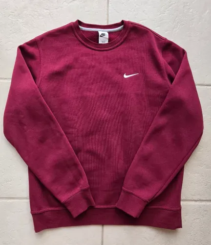 Blusa Moletom Nike Club Fleece Gola Careca Vinho Bordô - Tamanho G