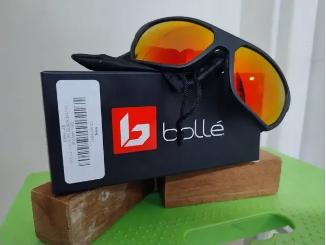 Óculos De Sol Bollé Vulture Preto Fosco Lentes Marrom Fogo