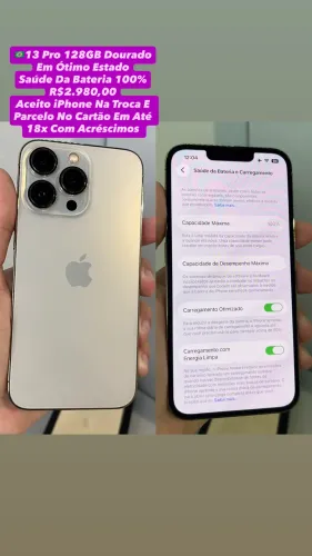iPhone 13 Pro 128GB Dourado ( Saúde Da Bateria 100% ) Usado