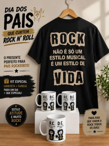 Kit dia dos pais Camiseta+Caneca Rock?