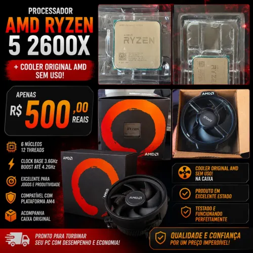 AMD Ryzen 5 2600X + Cooler Original AMD Sem Uso
