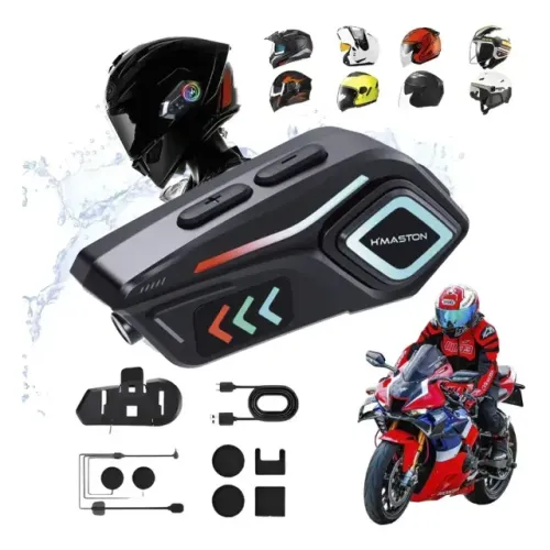 Fone Bluetooth para Capacete H?Maston MT02 RGB 5.4 com Microfone e Redução de Ruído