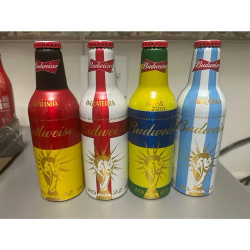 4 garrafas cerveja Budweiser Copa 2022