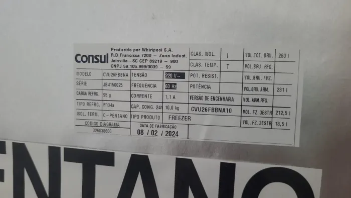 Freezer Vertical Consul e Electrolux - Super Novos valor unitário