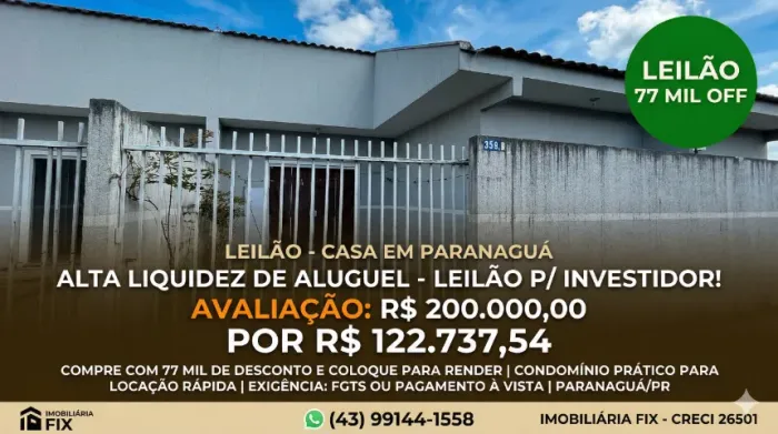 ? PARANAGUÁ - Patrimônio Retomado de Banco no Litoral! (LEILÃO)