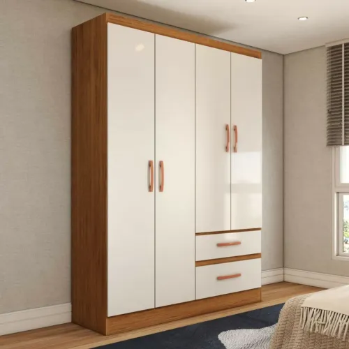 Guarda roupa solteiro 4 portas 2 gavetas 
