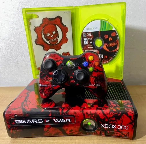 Xbox 360S Slim com controle jogo e fonte original