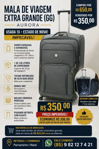 Mala de Viagem Extra Grande Aurora - Expansível - até 32kg/110L