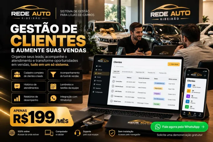 Sistema para Aumentar as Vendas da sua Loja de Carros | R$ 199/mês
