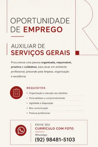 OPORTUNIDADE DE EMPREGO