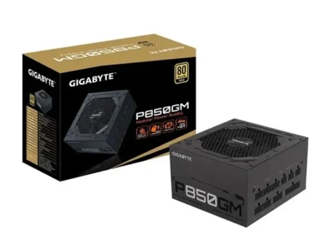 Fonte de alimentação preta totalmente modular Gigabyte 850w 80+ Gold
