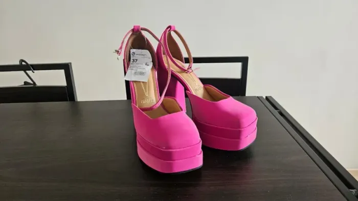 Sapato Plataforma Salto Bloco Hashem Rosa Pink Tamanho 37