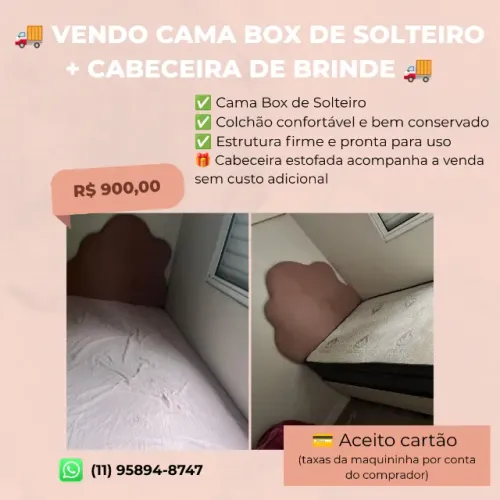 CAMA BOX DE SOLTEIRO + CABECEIRA DE BRINDE
