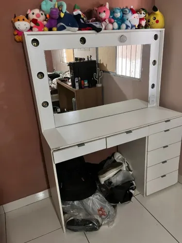 Penteadeira Camarim 7 Gavetas Branco Com espelho