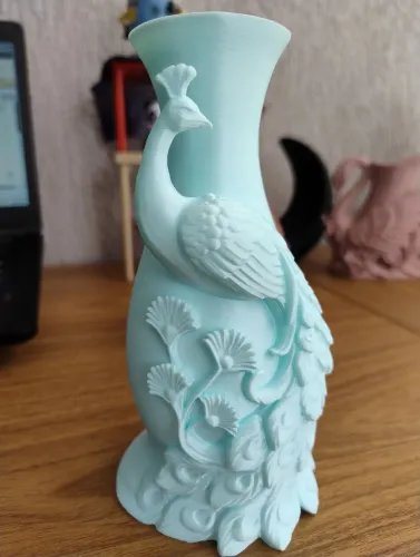 Mini Vaso Decorativo Pavão Azul claro em Impressão 3D