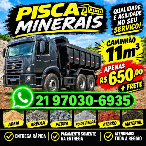 Areia 11m³ a partir 650,00 + frente 