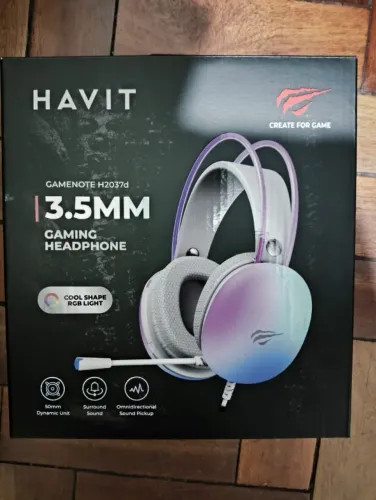Headset Gamer Havit H2037D RGB Branco Som Imersivo e Conforto
