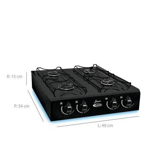 Fogão Portátil 4 Bocas Clarice Junior Preto GLP Acendimento Manual