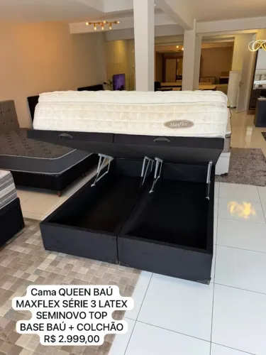 Cama BAÚ QUEEN COM COLCHÃO MAXFLEX TOP - Entrego!