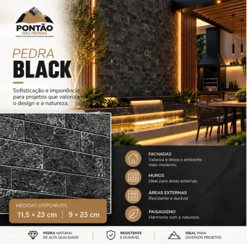 PEDRAS NATURAIS DECORATIVAS | VENDA E INSTALAÇÃO - DIRETO DA JAZIDA - PEDRA MIRACEMA BLACK