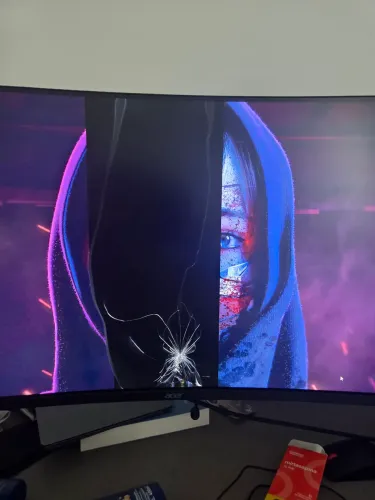 Monitor Acer curvo painel quebrado