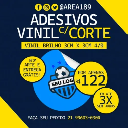 1000 Adesivos Vinil Brilho 3x3cm