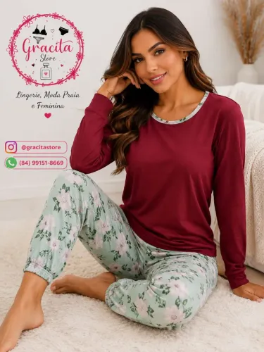Pijama Calça e Blusa manga Longa