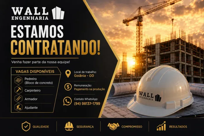 Estamos contratando - Pedreiro - Carpinteiro - Armador - Ajudante